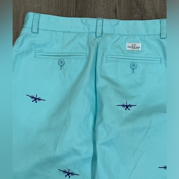 Vineyard Vines Club Pant 32W 32L Blue Embroidered Airplane Pattern Chinos - Picture 6 of 7